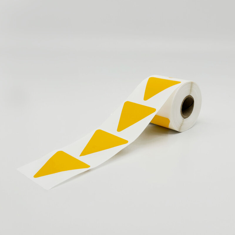 CJ80 Yellow Labels <br> 50mm Triangles - 400/roll