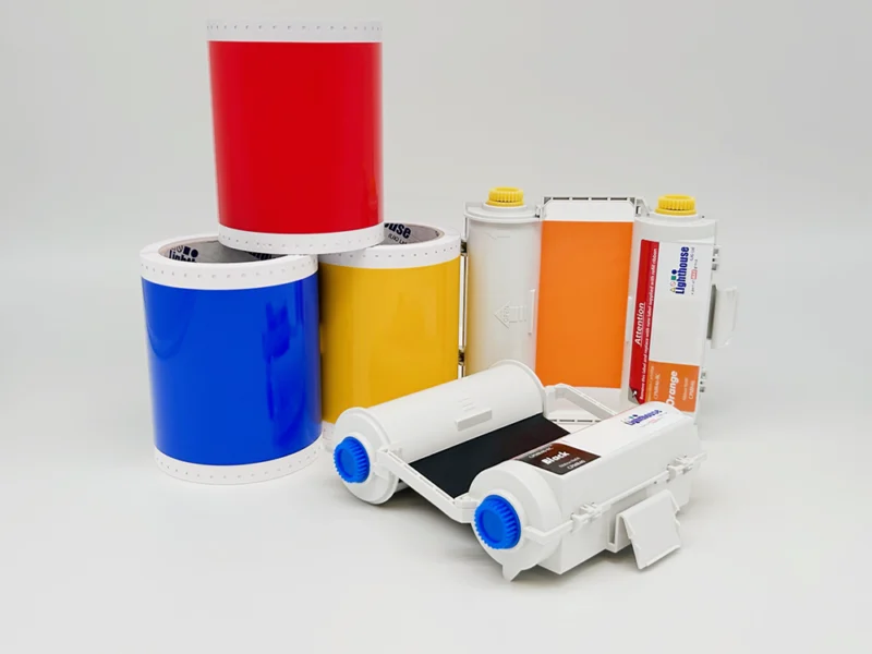 CPM-100 Consumables with rolls of vinyl and two ribbon cartridges