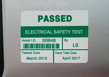 PAT Electrical Test label